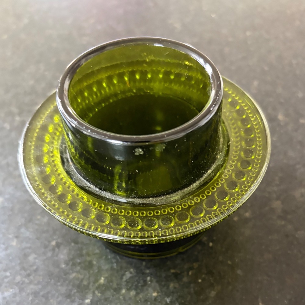 vintage Wade "Cascade" green glass reversible candle holder